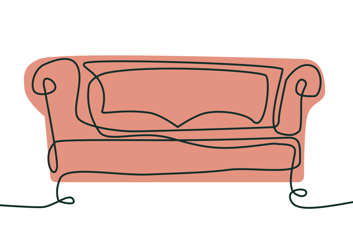 one-line illustration of a couch